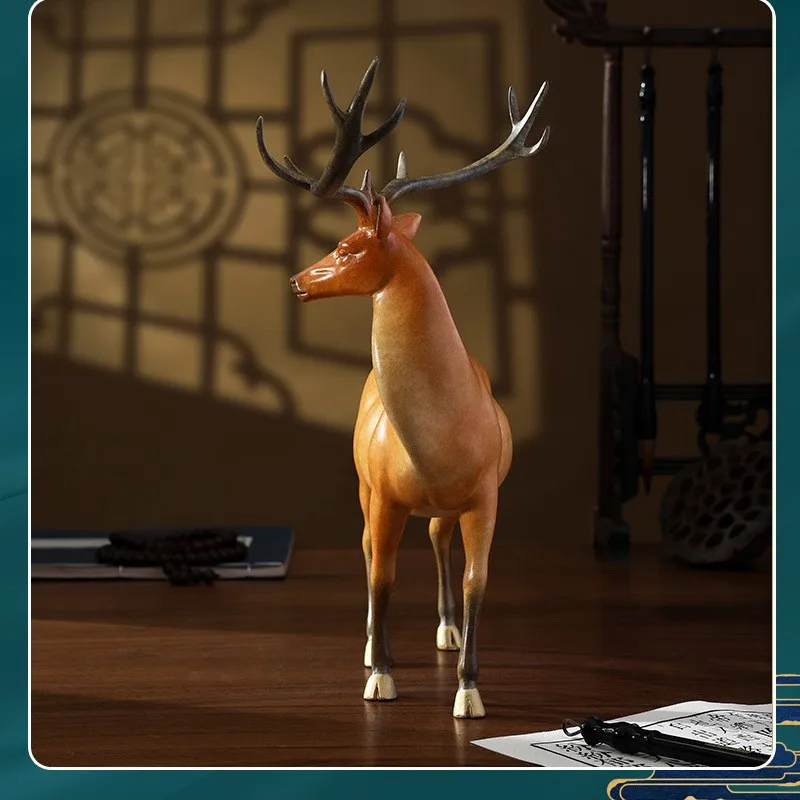 Brass Plum Blossom Fawn Reindeer Ornament One Deer with You Home Living Room New Chinese Style Craft Store Decoration
