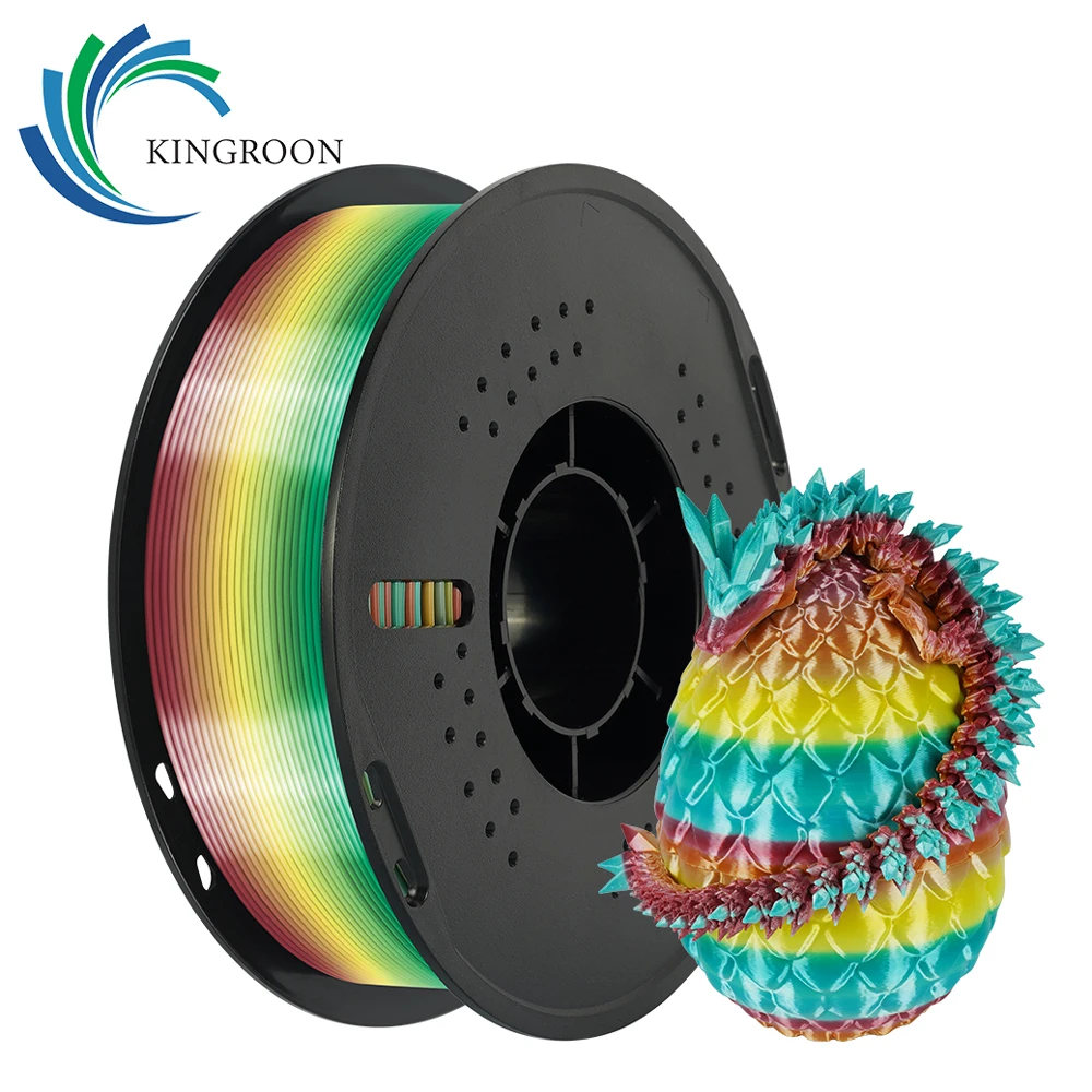 KINGROON Arcobaleno Seta PLA Filamento 1.75mm 1KG Gradiente multicolore Materiali per stampante 3D Cambia colore Liscio setoso PLA Plastica Nuovo