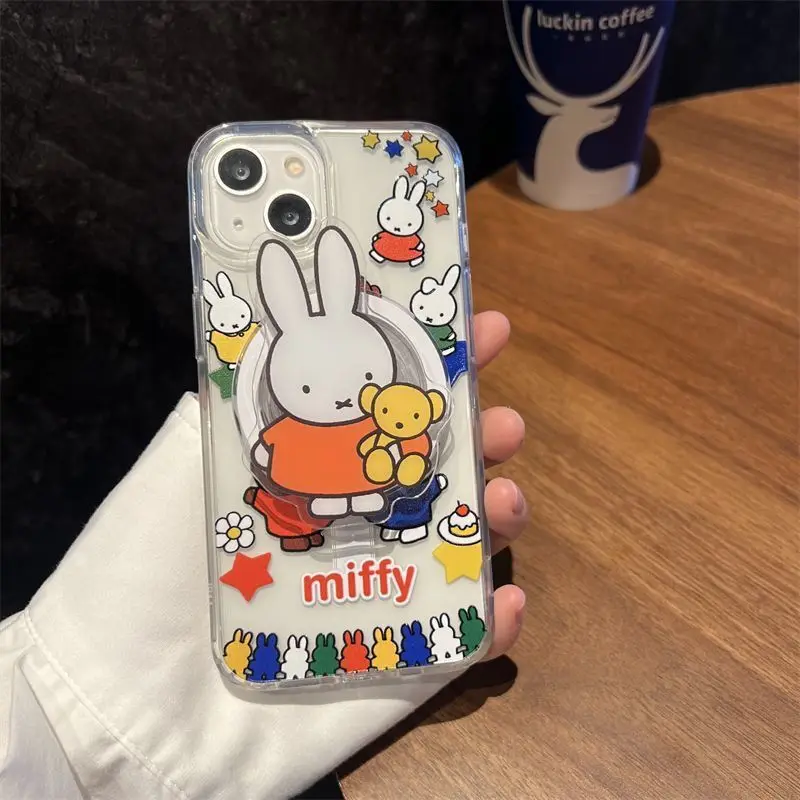 Kawaii Miffy Magnetischer Halter Geeignet für MagSafe Ausziehbarer Handyhalter Geschenk-Spielzeug für Mädchen – Detail 2