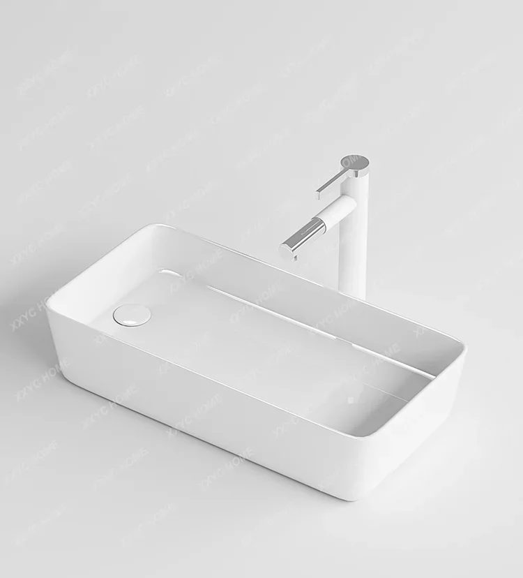 

Side launching platform basin Household square sink Balcony Washing machine Left and right sides of the discharge water deepened