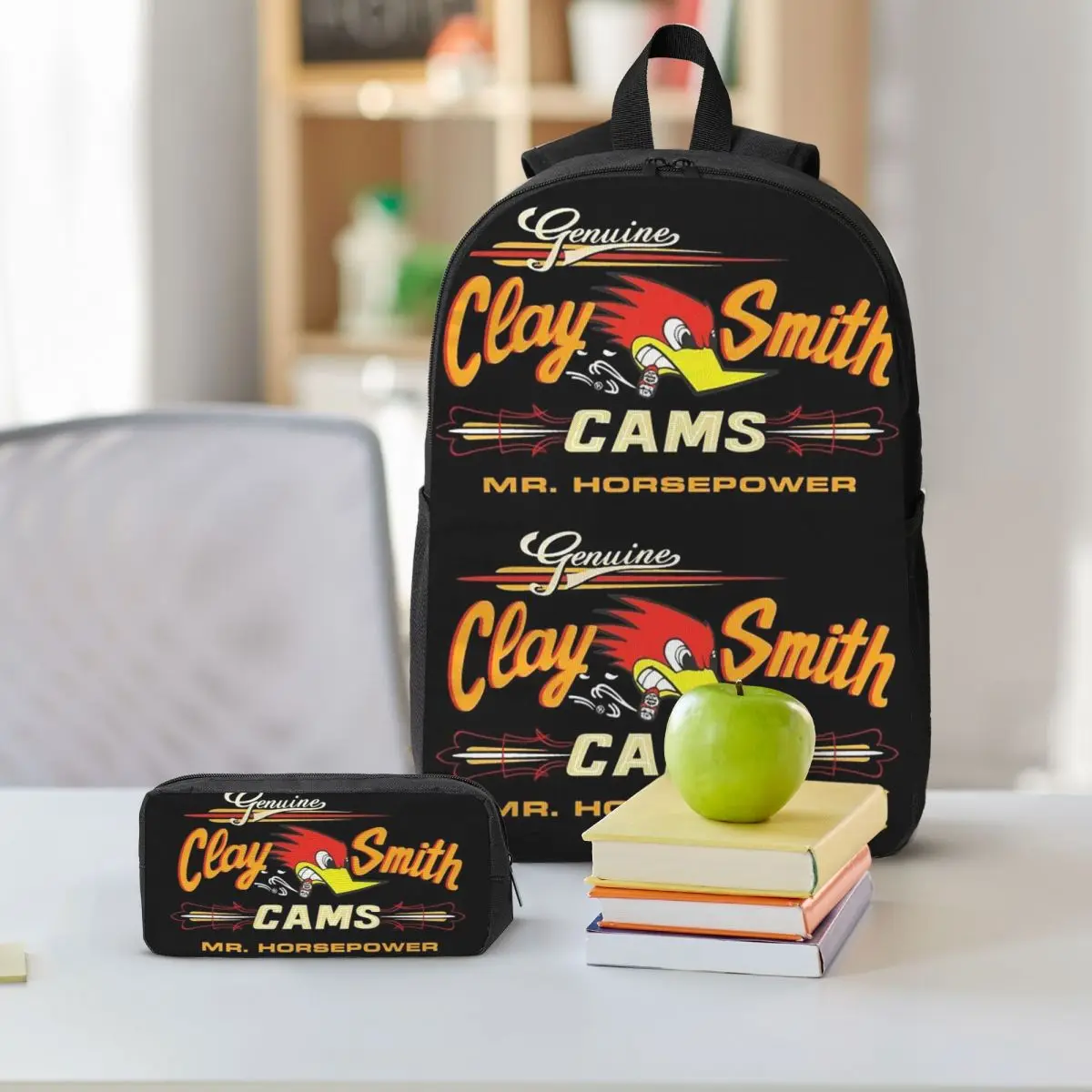 Сделано в США, уличный рюкзак Mr.Horsepower Clay Smith Cams, студенческая сумка для книг, школьная сумка, 3 шт., изолированная сумка для обеда, пенал