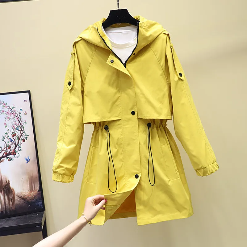 Women's Hooded Jackets Nice Pop Autumn Causal Windbreaker Women Basic Jackets Coats Zipper Long Jackets Famale Outerwear R1104