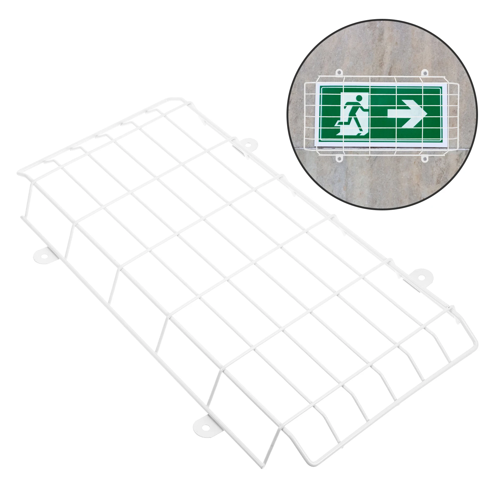 Wandmontierter Notlicht-Drahtschutz aus Edelstahl, schützende Metall-Ausgangsschildabdeckung, Ersatz für langlebige Beleuchtungskörper