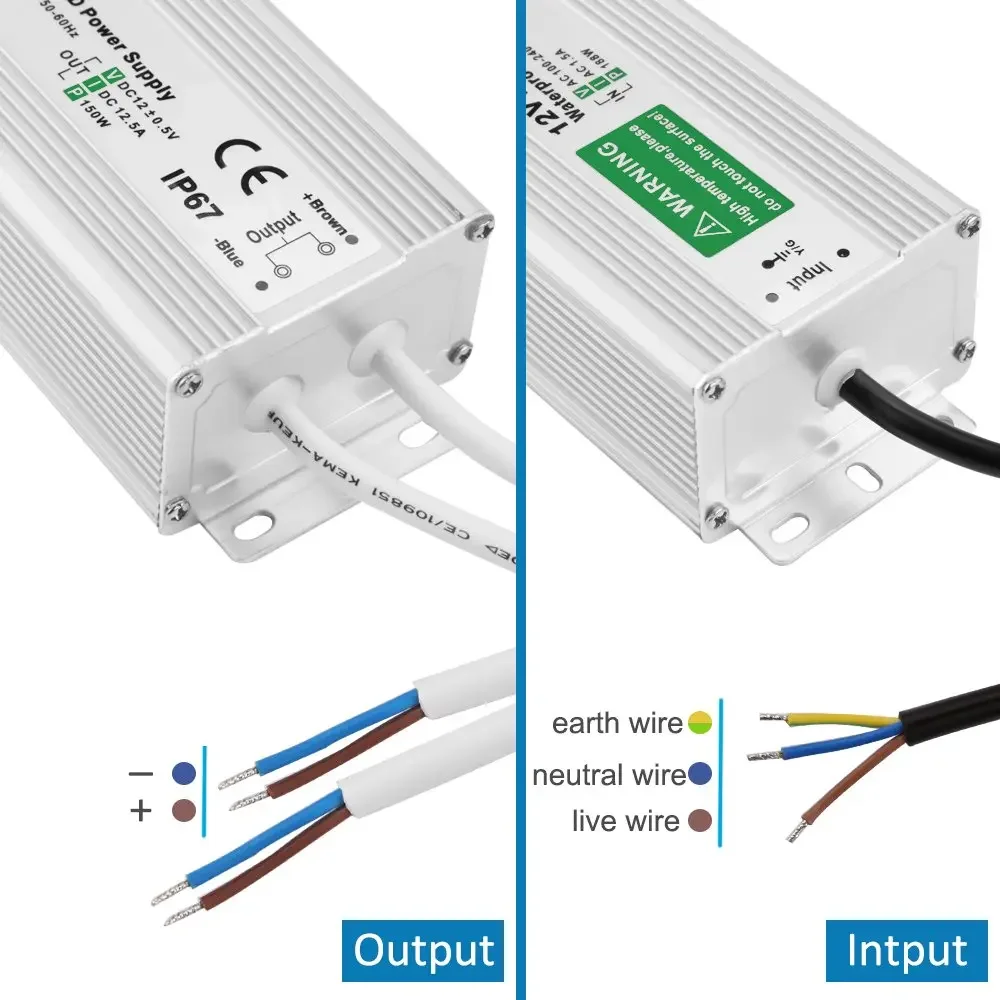 Driver LED DC12V 24V IP67 trasformatori di illuminazione impermeabili per luci esterne alimentatore 10W 20W 30W 50w 80W 100W 120W