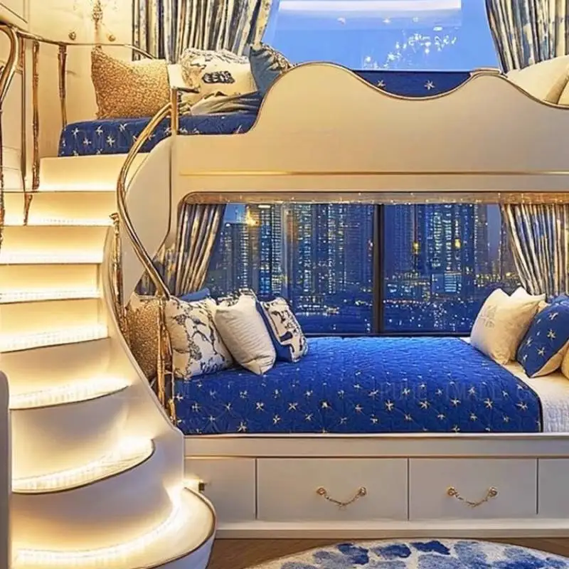 سرير أطفال خشبي ذو طابقين أمان Luxuce تصميم مخصص سرير أطفال طراز حديث كاماس فردي أثاث منزلي