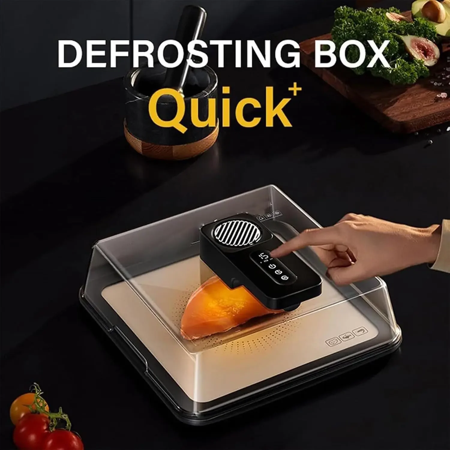 Meat Defrosting Tray, Portable Electric Thawing Board,with USB Charging, Timable Frozen Meat Thawing Box,with Visual Lid,for Hom