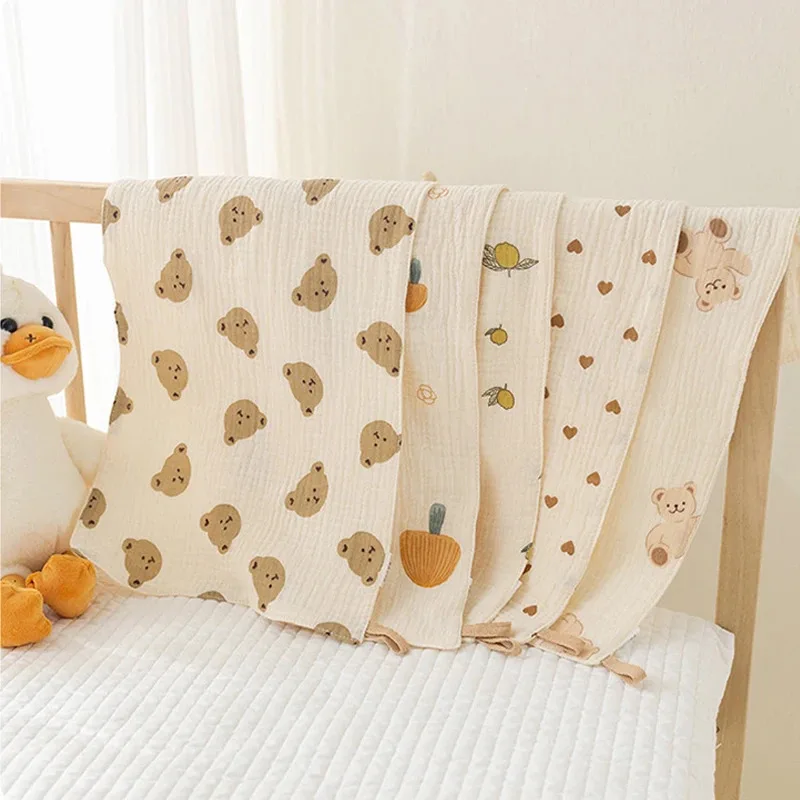 25*50 سنتيمتر الأطفال المناشف القطن أربع طبقات من قماش الكريب مسلم الطفل الوجه المناشف لطيف طباعة زهرة الحيوان منشفة اليد #2