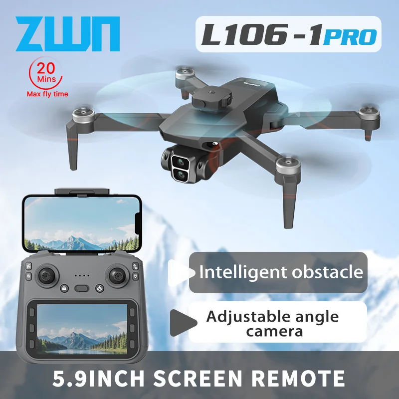 

L106-1PRO GPS Профессиональный Дрон с 4K HD-камерой Экран Пульт дистанционного управления 5G WIFI 3KM EIS Предотвращение препятствий FPV Бесщеточный квадрокоптер