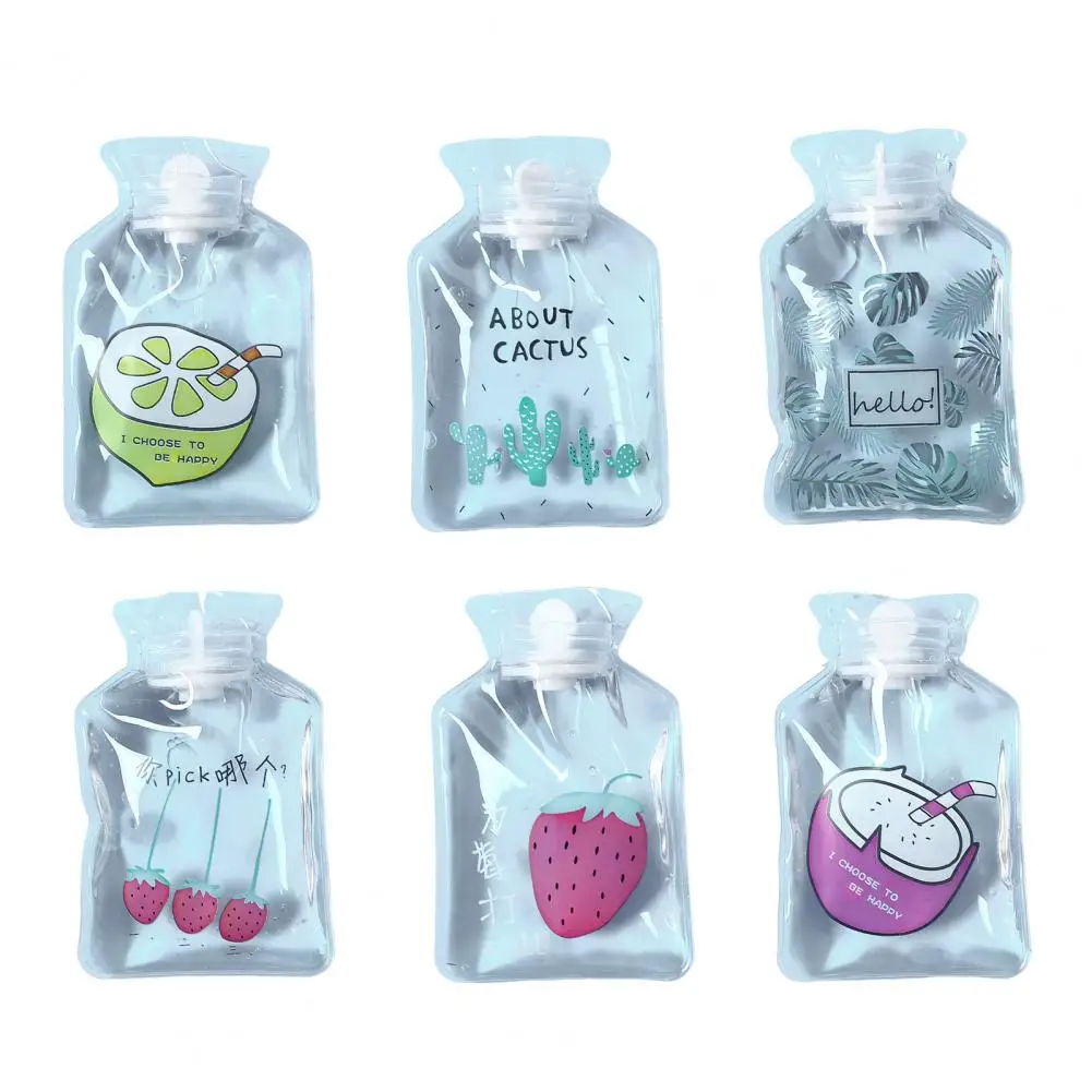 1pcs Portable Safe Hot Water Bag Cute Girl Heart Relaxing Transparent Warm Water Bottle Household Mini PVC Material Hand Warmer