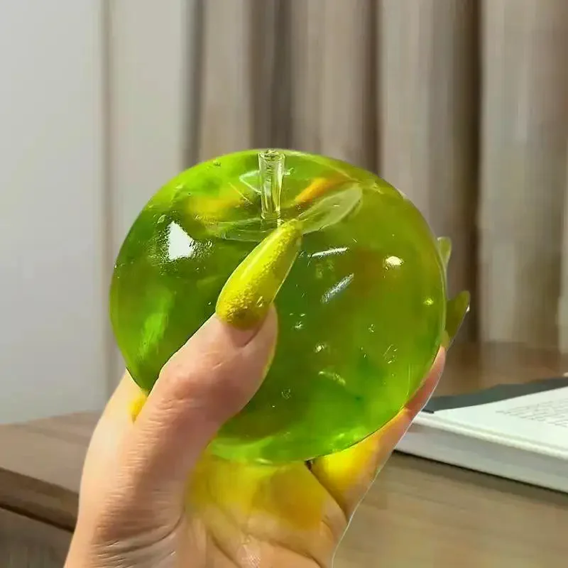 1 sztuka zabawka antystresowa do uwalniania emocji i wyładowywania złości, plastyczna zabawka do ściskania w kształcie zielonego jabłka, redukująca stres dla przyjaciół.