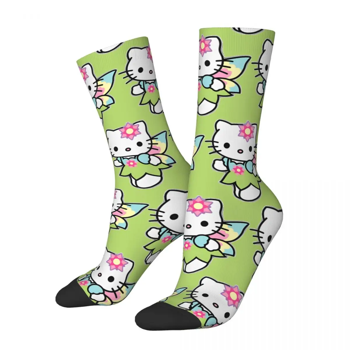 Hello Kitty Butterfly Wings Socks Autumn Stockings Trendy Men's Quality Socks Graphic Running Sports Non Slip Socks