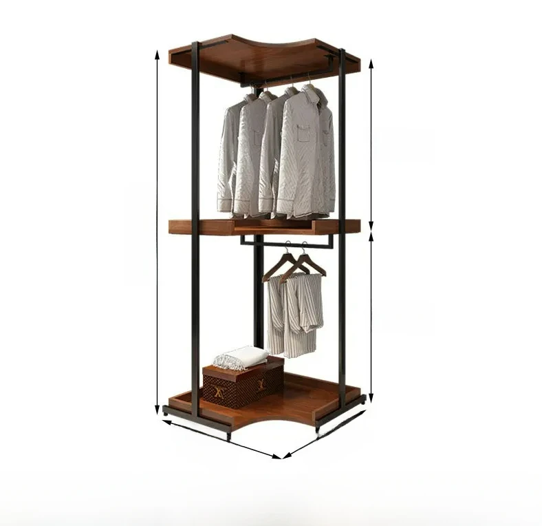 Factory Direct 2026 Walk-in metal wardrobe hanging hanger for home hanging clothes and walk-in closet rack assembly solid wood