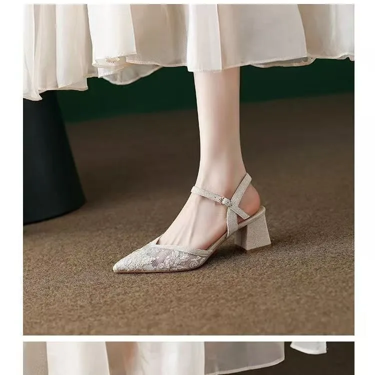 

Женские универсальные сандалии в римском стиле с закрытым носком, на низком каблуке, с одним ремешком, из дышащей сетки, с вырезами, в французском стиле