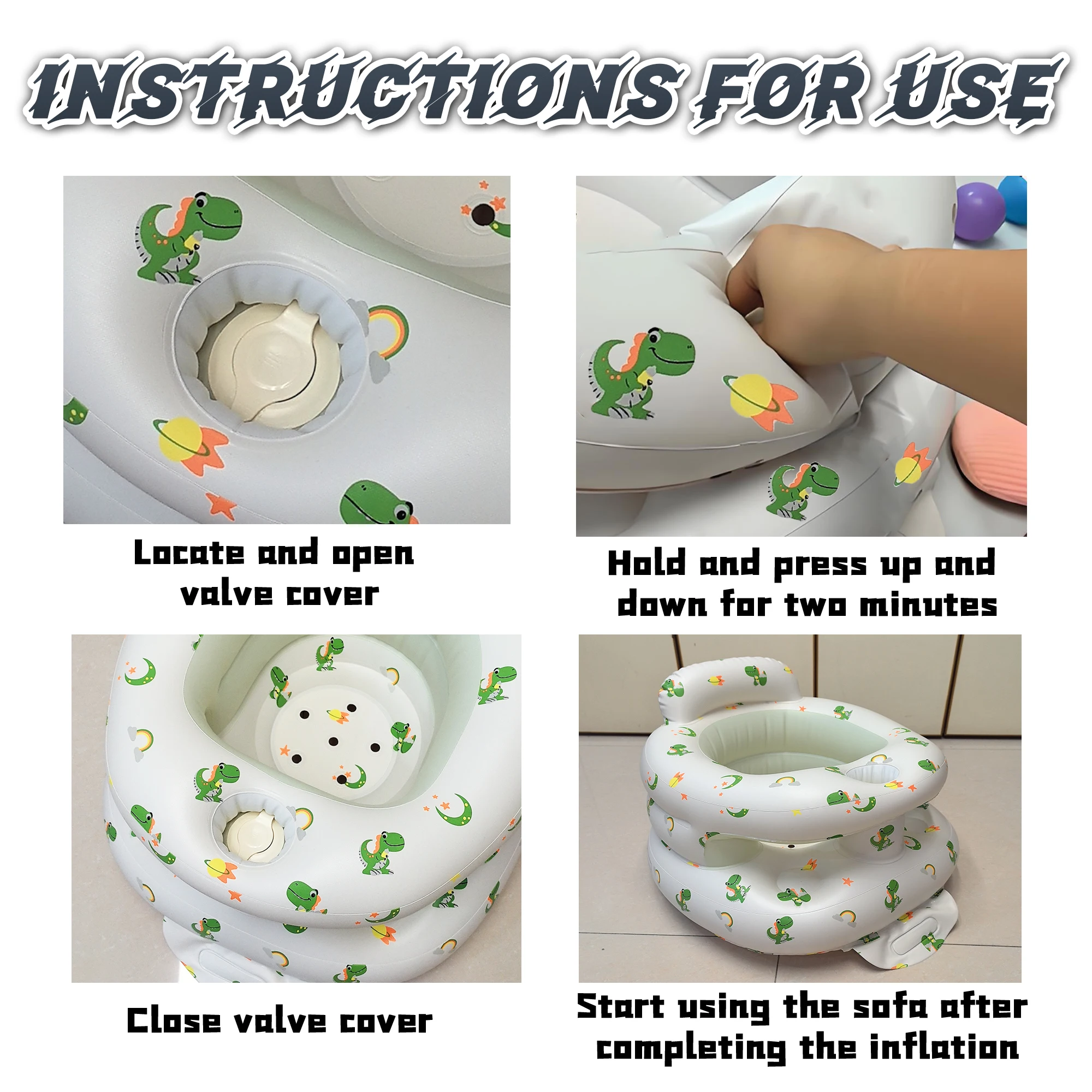 مقعد أطفال جديد قابل للنفخ لعام 2025 مع حاوية كاملة، كرسي أطفال مريح من مادة PVC للجلوس، أريكة جلوس مدمجة بمضخة هواء #5