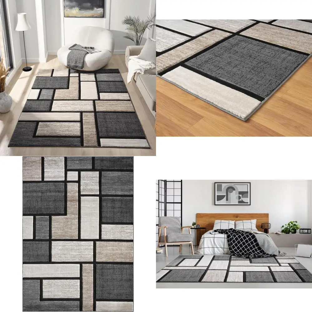 سجادة منطقة بوليستر تجريدية معاصرة، 8 × 10 للمنزل والمكتب، تصميم عصري نابض بالحياة، سجادة غرفة معيشة متينة غير باهتة