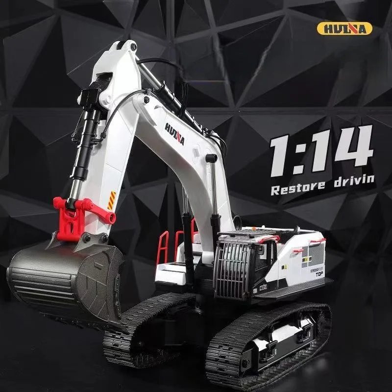 

HUINA 1:14 1594 Scale Remote Control Excavator White Alloy Engineering Vehicle 22-Channel Large Refitted Model Toy for Ages 14+