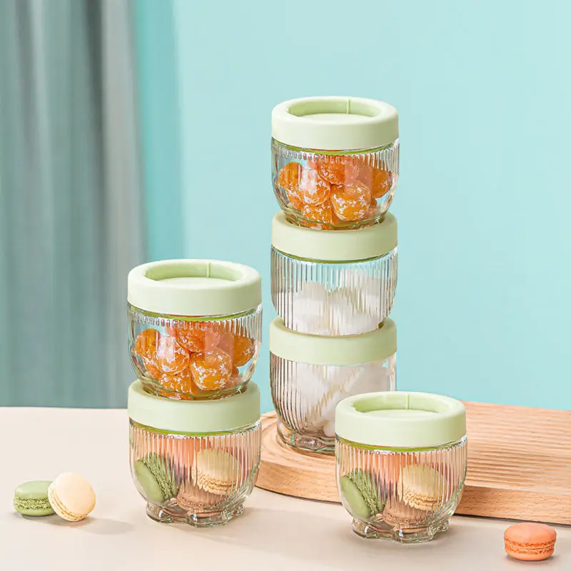 2023 New Glass Sealed Food Grade Bottle with Lid Home Pickled Pickle Canned Cat Claw Honey Storage Can Can Can be Assembled