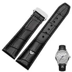 TINTAG 20mm 22mm With Folding Buckle Bracelet Black Brown Genuine Leather Watch Band,For Maurice Lacroix Watches Strap Replace