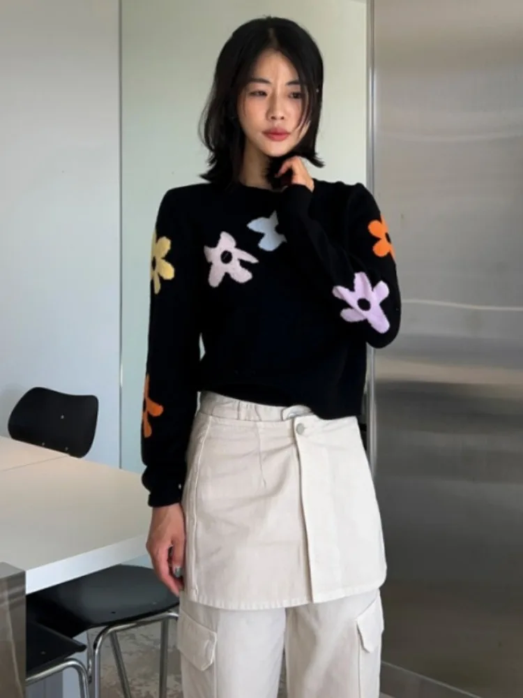 

Шикарный осенне-зимний вязаный свитер женский Faion Flower Embellied винтажный дизайн Sensation Personali Long Sve