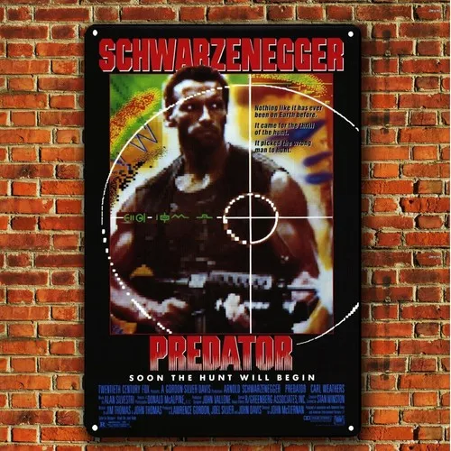 Raubtier Arnold Schwarzenegger Film Metall Poster Blechschild – 20 x 30 cm Teller