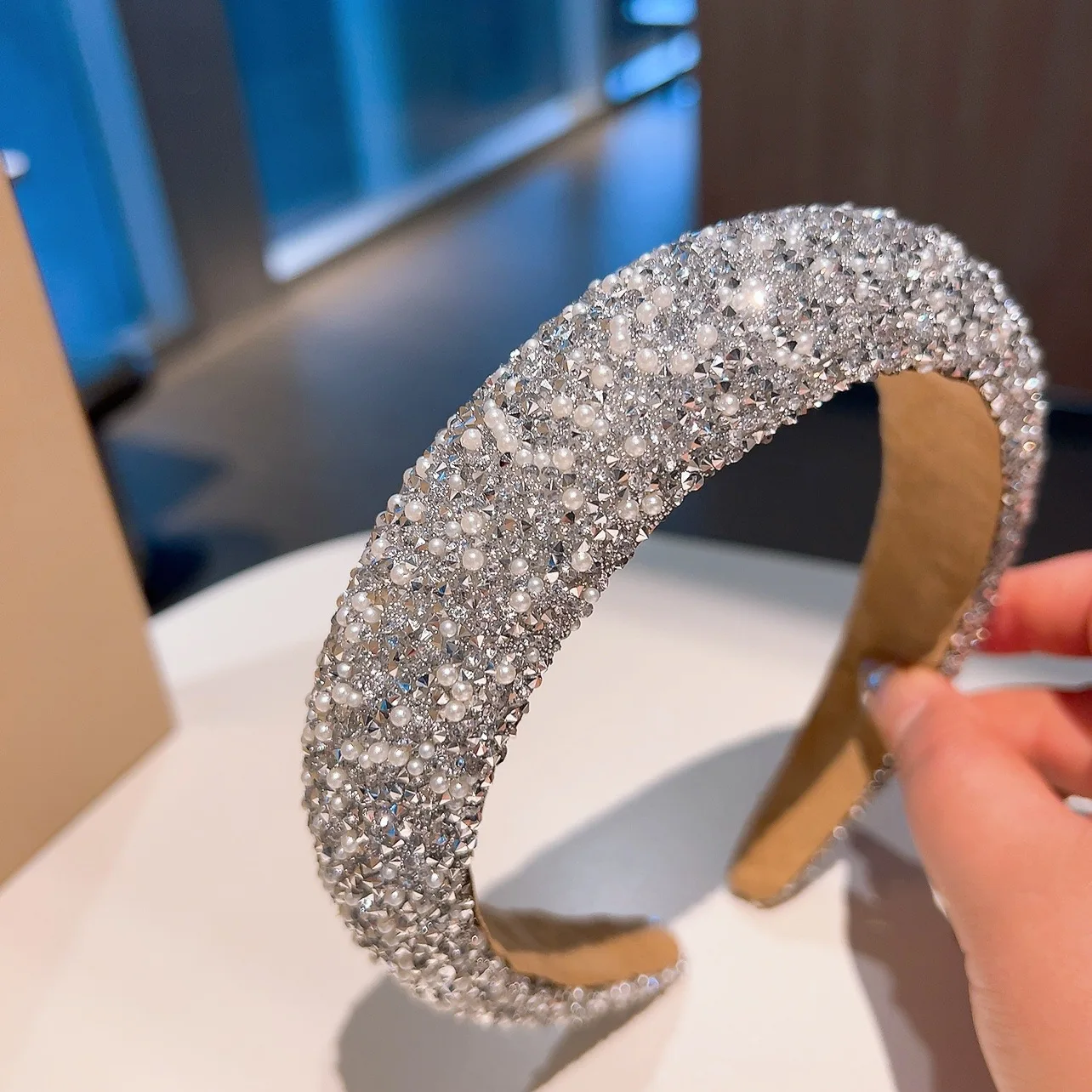 Rhinestone Hairband Headband Glittered Headwear Silvered Princesss Hair Accessories for Girls and Women