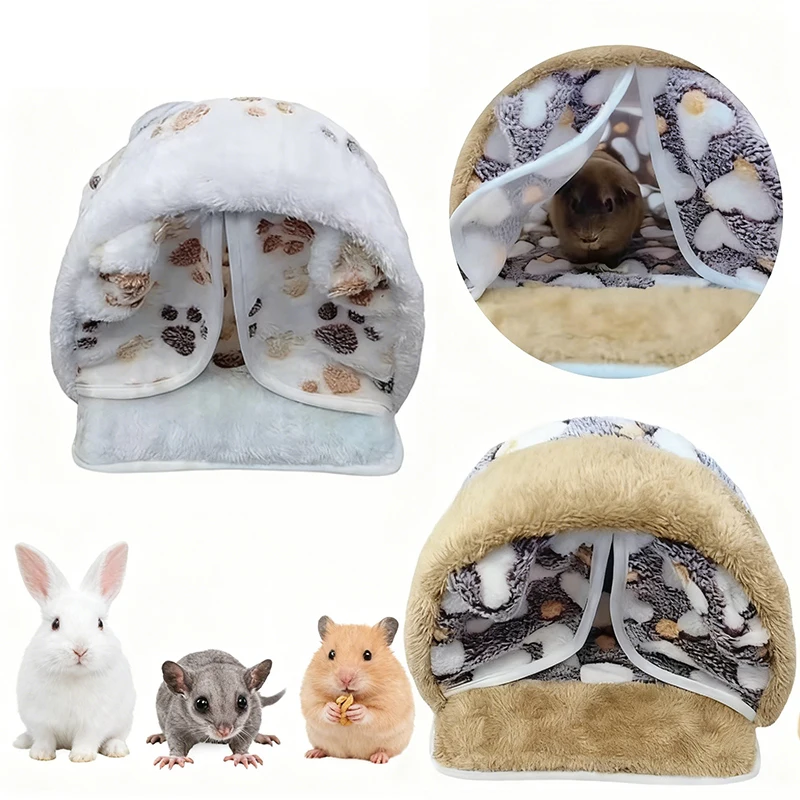 

New Cute Pet Hamster Rabbit Warm House Winter Thick Soft Cotton Bed Small Animal Evacuation House Tunnel Toy Universal Warm Nest