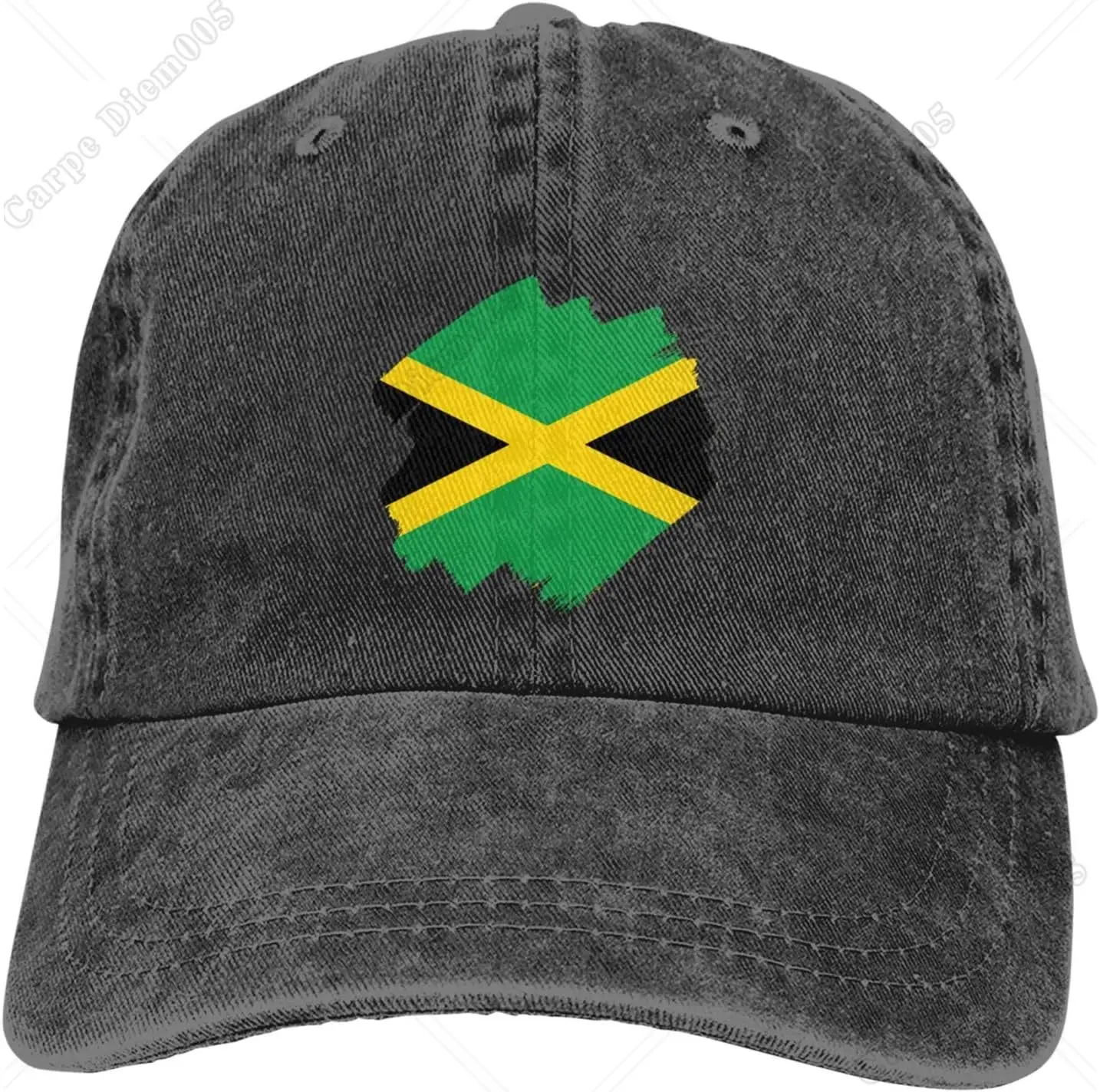 Jamaican Flag Hat Washed Denimm Baseball Cap Adjustable Black Dad Trucker Hats Sports for Men Women One Size