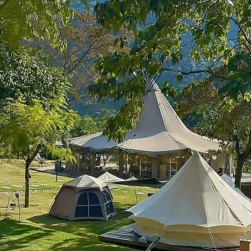 Tipi - Safari Tent Canvas Pyramid Picnic Large Glamping Tente For Restaurant