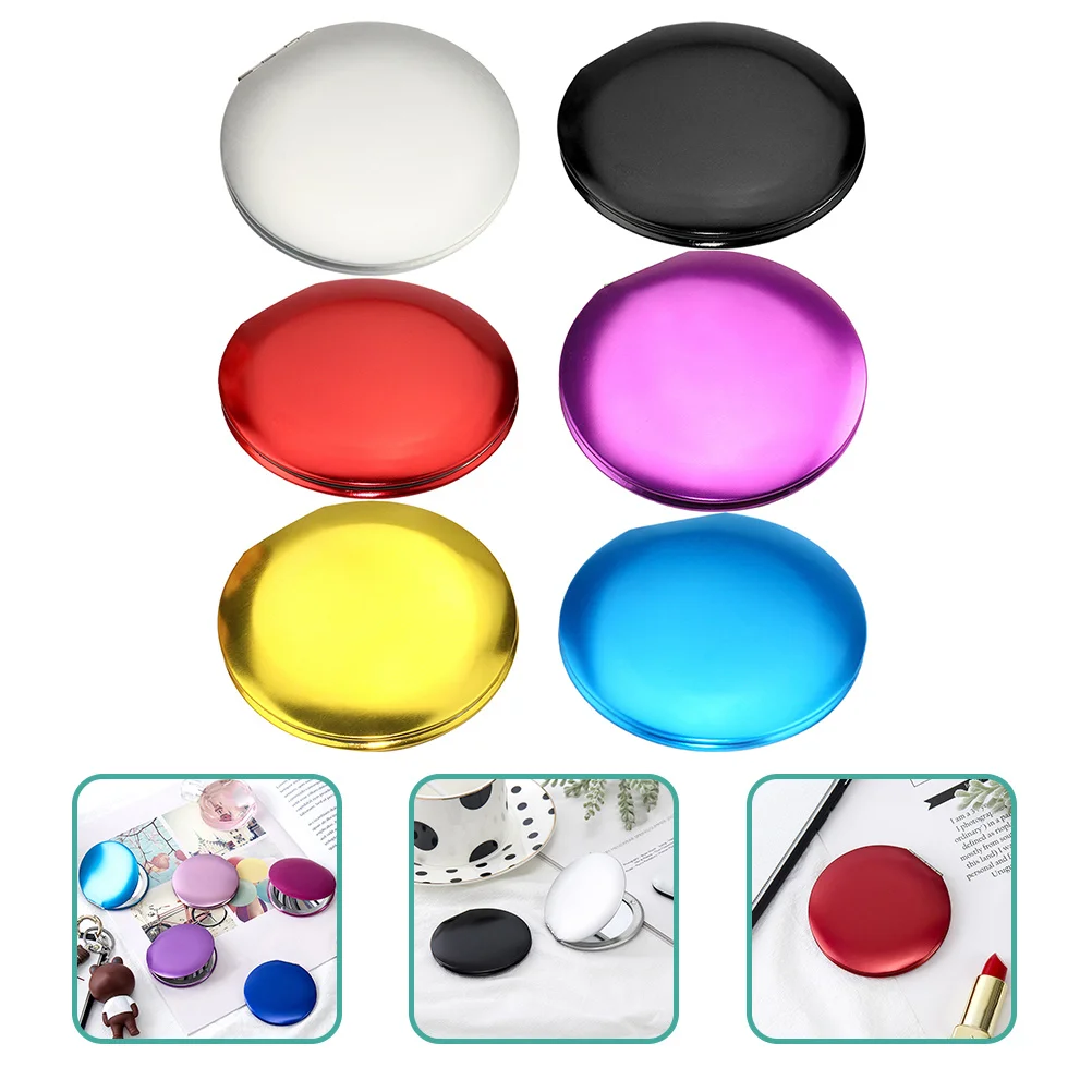 6 Stück kompakter tragbarer faltbarer Mini-runder kleiner Make-up-Spiegel, Taschen-Reise-Außenspiegel, leicht, praktisch