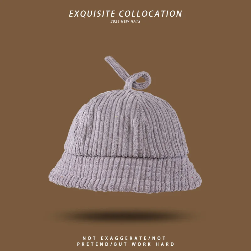 2021 Korean Fisherman Women's Pure Color -Matching Sunshade Sun Protection Hat Student All-Match and Cute Corduroy Bucket