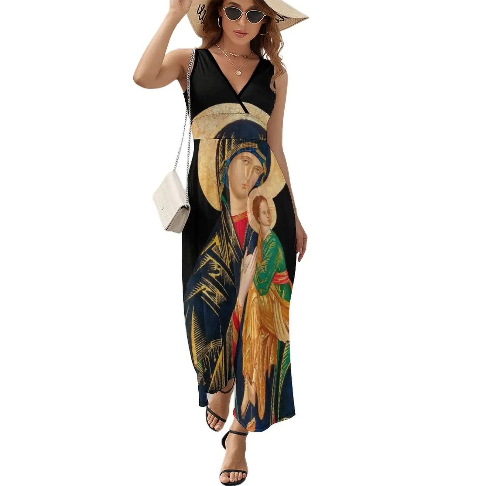 Our Lady of Perpetual Help (transparent background design) Sleeveless Dress evening dress women women's summer dress 2024