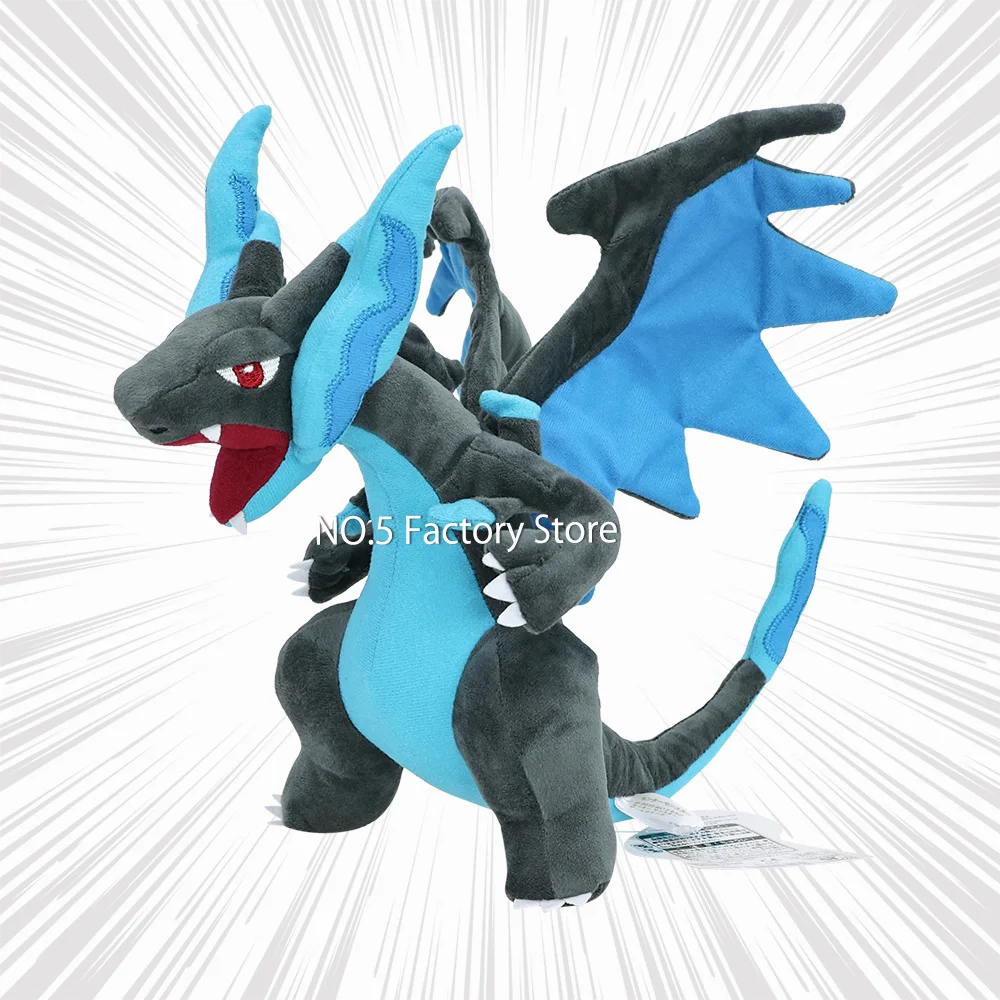 New Pokemon Evolution Mega Charizard X Plush Toys Super Charizard Blue Dragon Soft Stuffed Animals Peluche Doll Gift for Kids