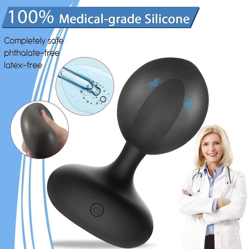 Automatic Inflatable Anal Vibrator Body-Safe Silicone Prostate Massager With Remote Control Thumping Vibrating Butt Plug Sex Toy