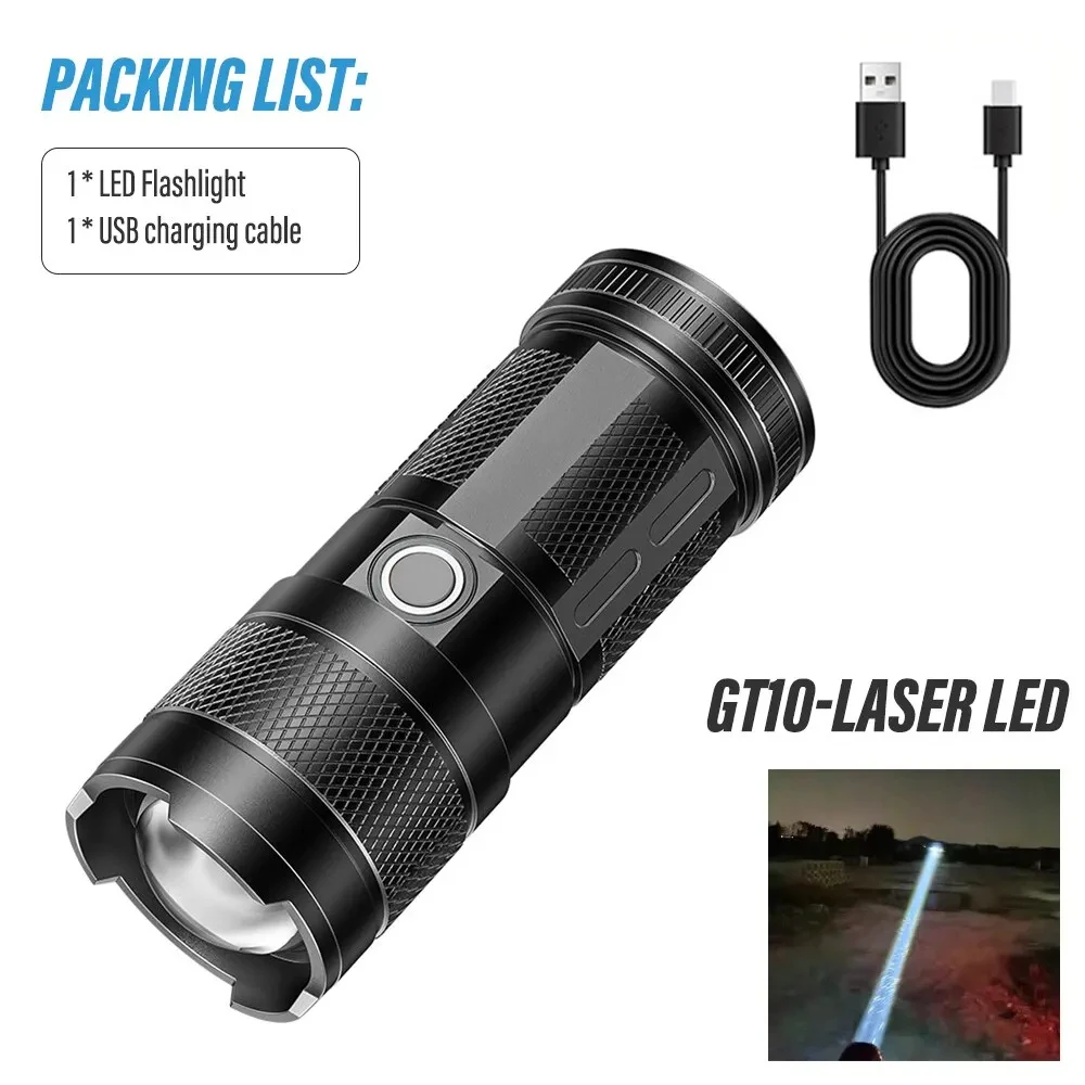 Powerful LED Flashlight Camping Torch ABS + Plastic Material Telescopic Zoom With Tail COB Floodlight Multiple Lighting Modes