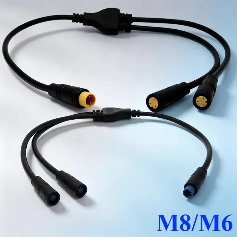 M8 1-to-2 Waterproof Cable with Aviation Connector M6 2 3 4 5-pin 6-core Sensor Cable IP65 Connector 08C Injection Molded