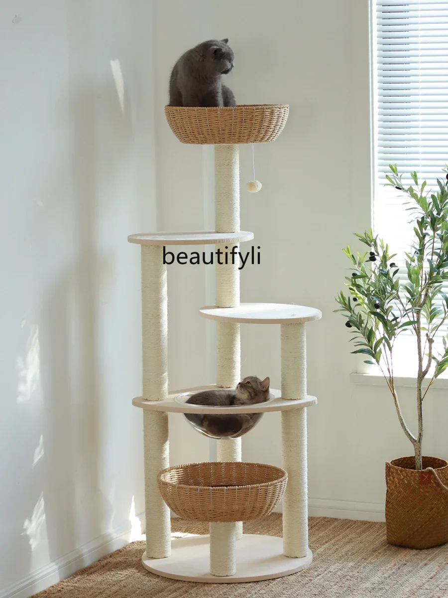 Cat Nest Chamfer Integrated Climbing Transparent Sisal Column Tree Four Seasons Large Multi-Layer Cat Cage