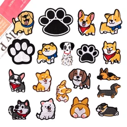 Pet Puppy Embroidery Patches Iron on Corgi Husky For Clothing Stickers DIY Sewing Cute Dog Paw Badges for Kid's Clothes Applique