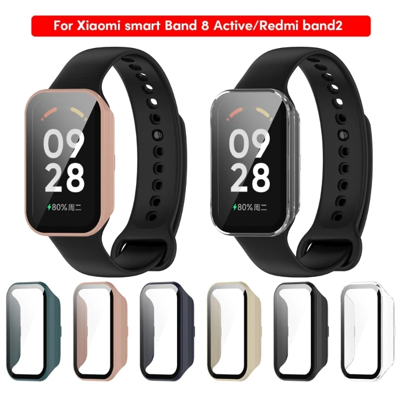 เคส PC สำหรับ Redmi Band 2 Band2อัจฉริยะ, กรอบกันชนกระจกนิรภัยป้องกันหน้าจอสำหรับ Xiaomi Smart band 8 Active