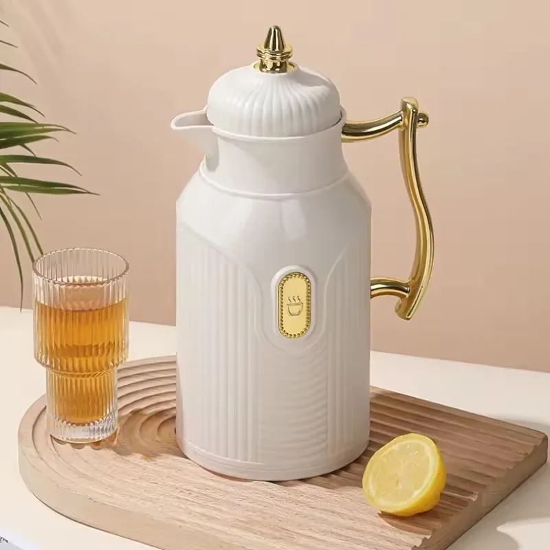 1000ml Middle Eastern Thermos Flask, Hot Water Bottle, Press-type Glass Inner Liner Thermos Flask, Arab-style Thermos Flask