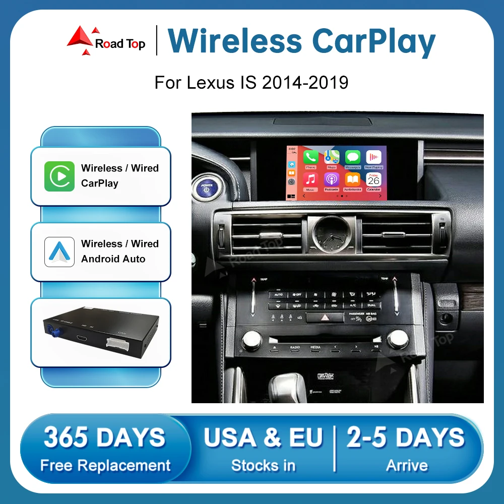 RoadTop Wireless CarPlay Module for Lexus IS 350 2014-2019 with Android Auto Mirror Link AirPlay Car Play Navigation Functions