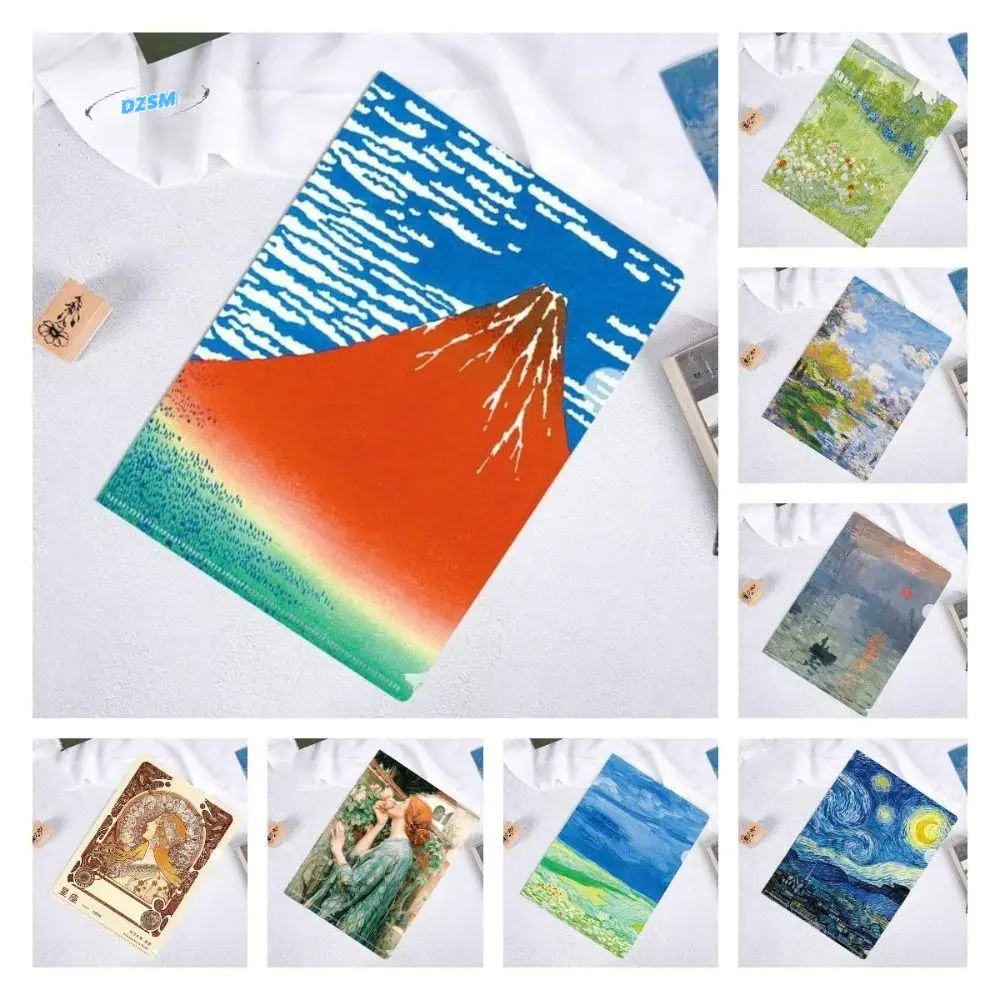 

Funny Storage Bag L Shaped Folder Presentation Folder Documents A4 File Folder Famous Painting Series Paper Organizer Stationery