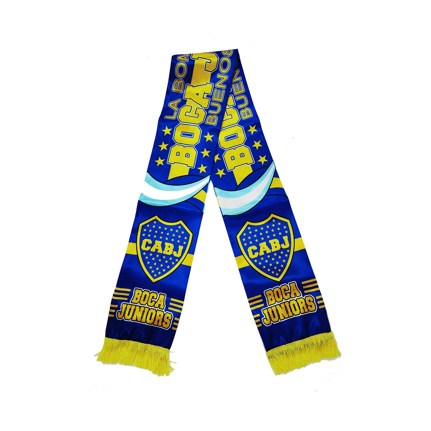 Bufanda satinada con estampado de doble cara para fanáticos del fútbol, banderines de seda para Boca Juniors, 15x150cm