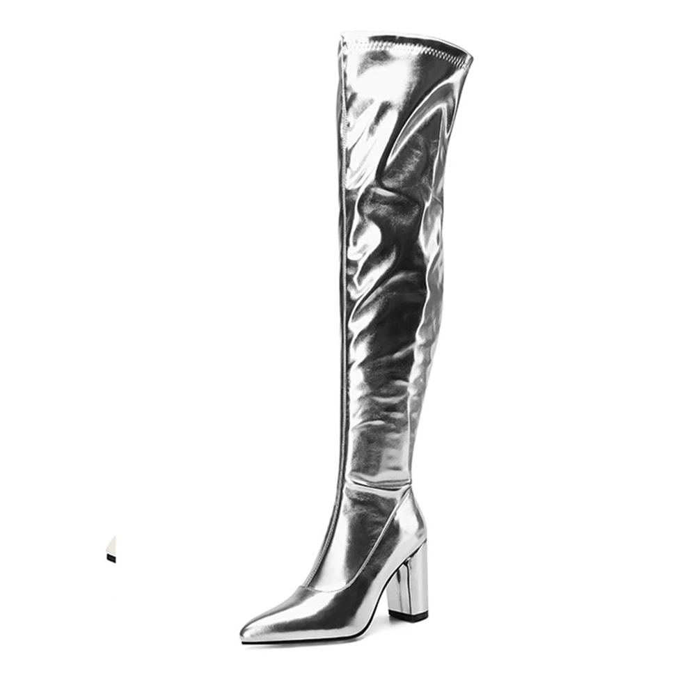 Botas De Mujer Sexy High Heels Over The Knee Long Boots Women Thigh High Boots Night-Club Dancing Shoes Lady Big Size 46 13-14