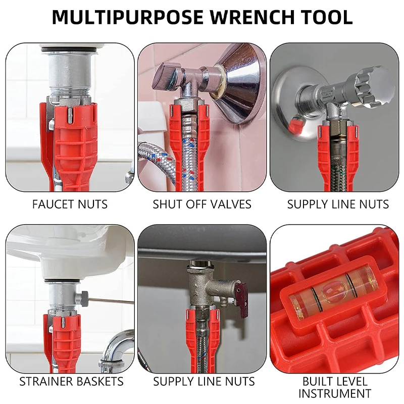 Llave de fontanero antideslizante multifuncional, herramienta de reparación de fontanería, llave de fregadero de Flume, juegos de herramientas de baño