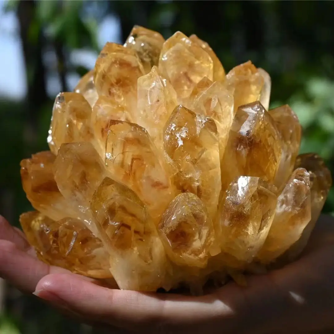 

Natural Raw Citrine Quartz Stone Crystal Cluster Healing Yellow Stones Mineral Specimen Home Decoration