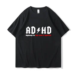 Cotton Fabric Tops & Tees ADHD Highway to Hey Look A Squirrel Funny Design T Shirt Men's T-shirts Family O-Neck Tshirt