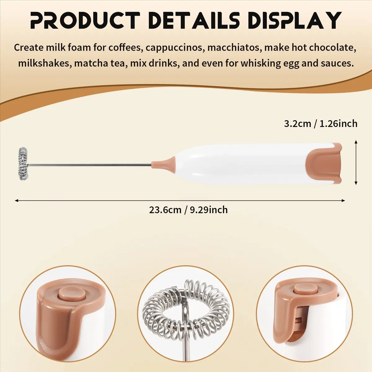 A47T Electric Milk Frother Kitchen Drink Foamer Whisk Coffee Cappuccino Creamer Whisk Frothy Blend Whisker Egg Beater