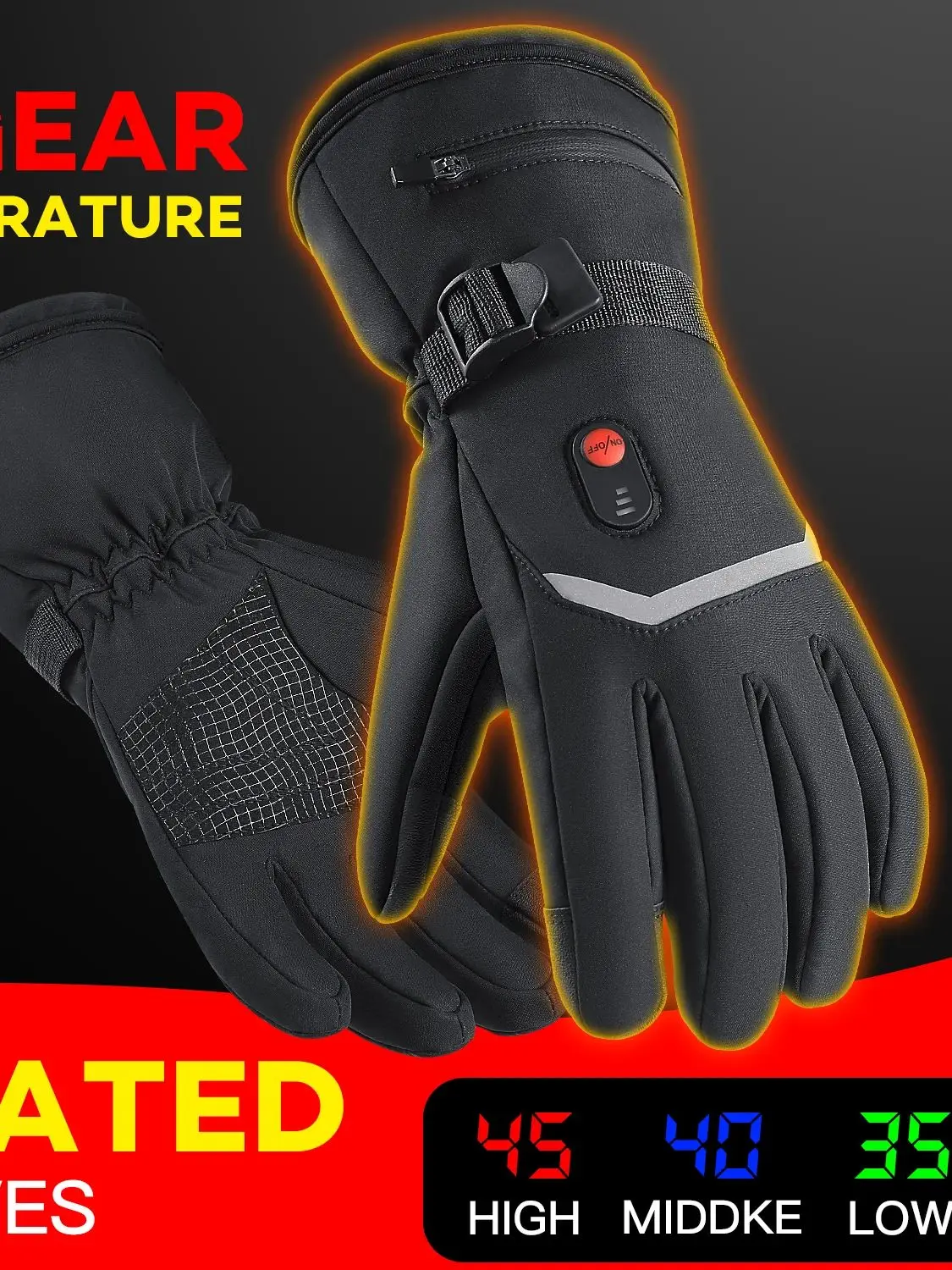 AliExpress Kyncilor Electric heating gloves for winter skiing, adjustable in three levels, touch screen motorcycle gloves with waterproof strap and