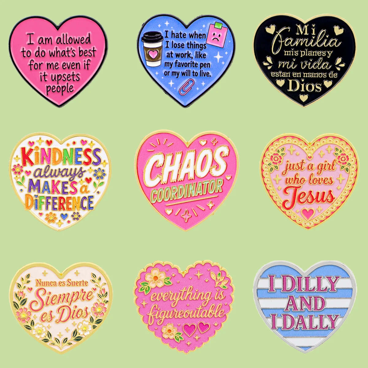 Love Heart Quotes Enamel Pin Coffee Work Brooch Pines Lapel Pins Badge on Backpack Costume Accessories Jewelry Freinds Gifts