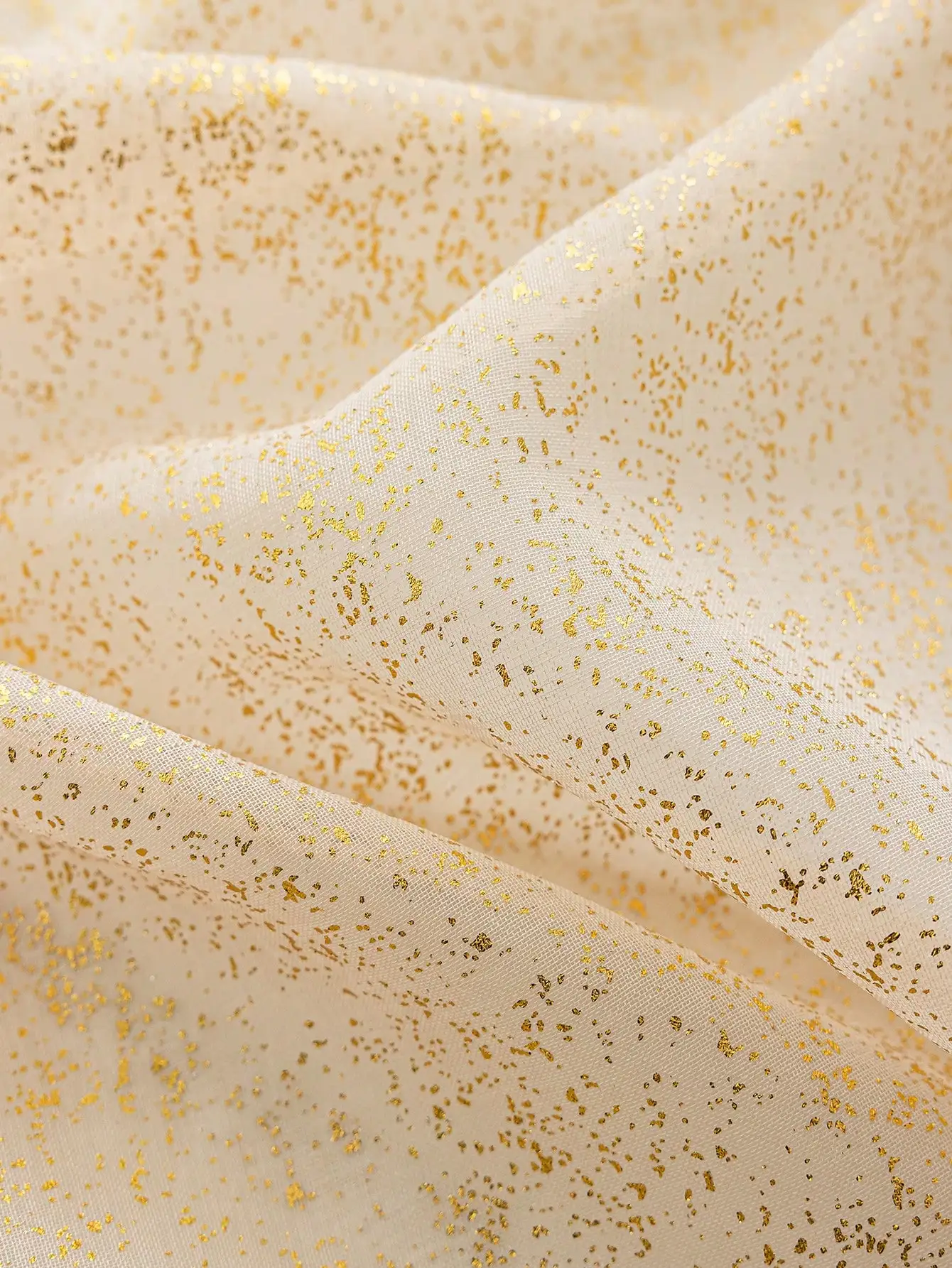 1PC Gold Glitter Transparent Bedroom And Living room Curtains, Festive Decorative Gauze Curtains
